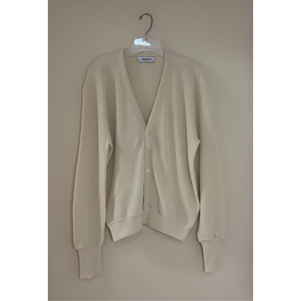 Vintage Y2K Jantzen Men's Size M Cardigan Sweater V Neck Grandpa Style 80s USA